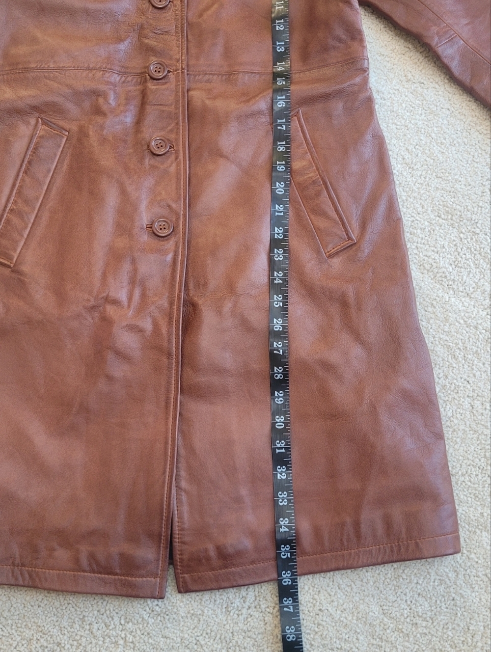 *NWT* Genuine Lambskin Leather Trench Coat Women Car Coat Soft Leather Size S - Picture 13 of 14